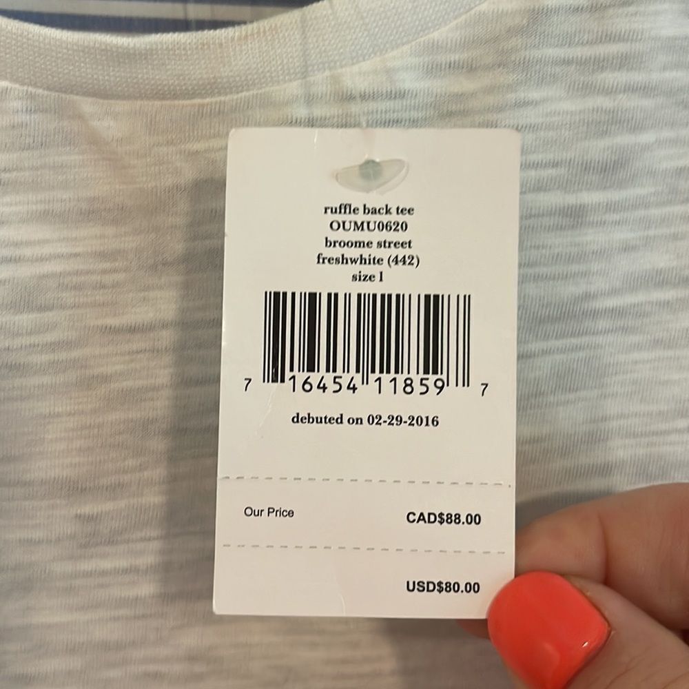 Kate Spade Broome Street Ruffle Back Tee size Large NEW - Picture 4 of 8